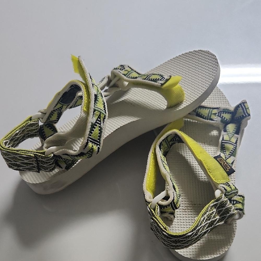 Teva White and Yellow Sandals